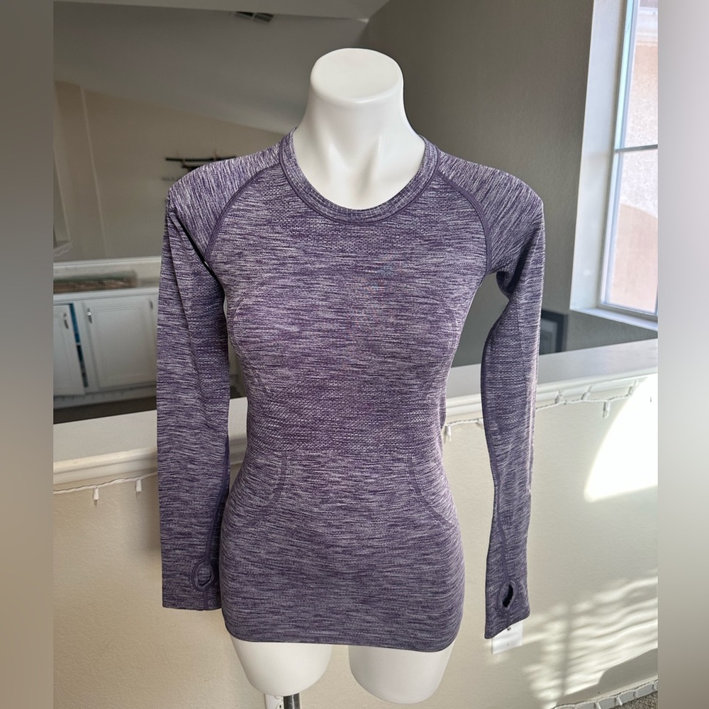 Lululemon Swiftly Tech Long Sleeve Space Dye Heathered Purple Size 4 (A5)